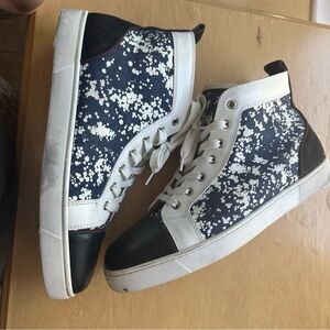 Christian Louboutin Black and White High-Top Sneakers